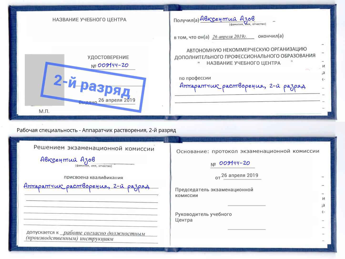 корочка 2-й разряд Аппаратчик растворения Димитровград