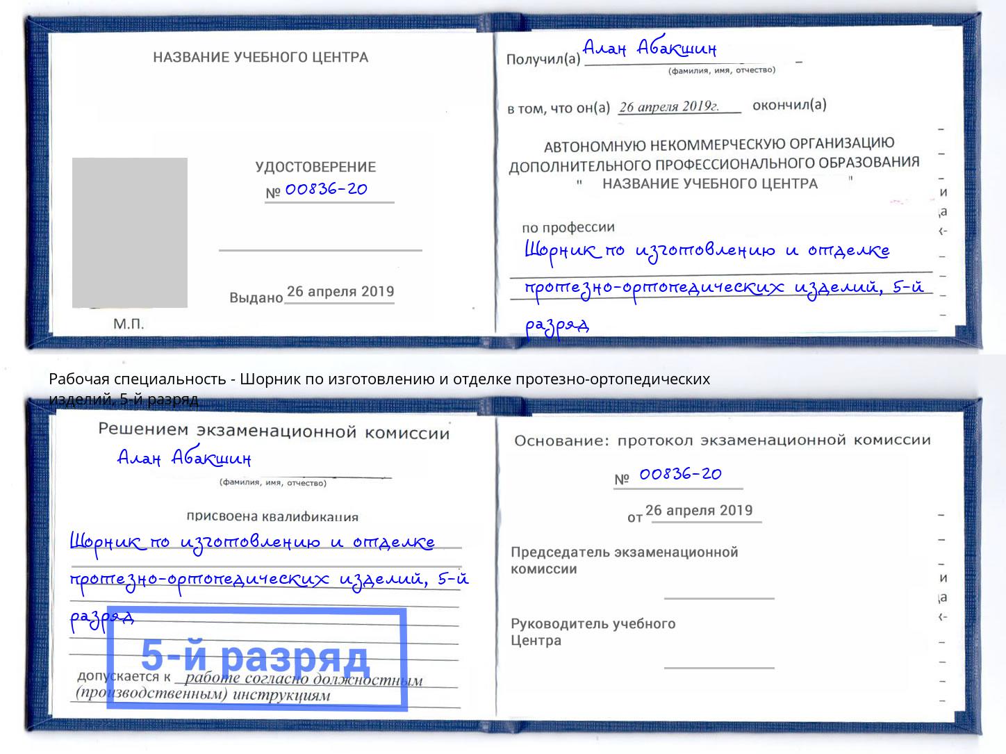 корочка 5-й разряд Шорник по изготовлению и отделке протезно-ортопедических изделий Димитровград