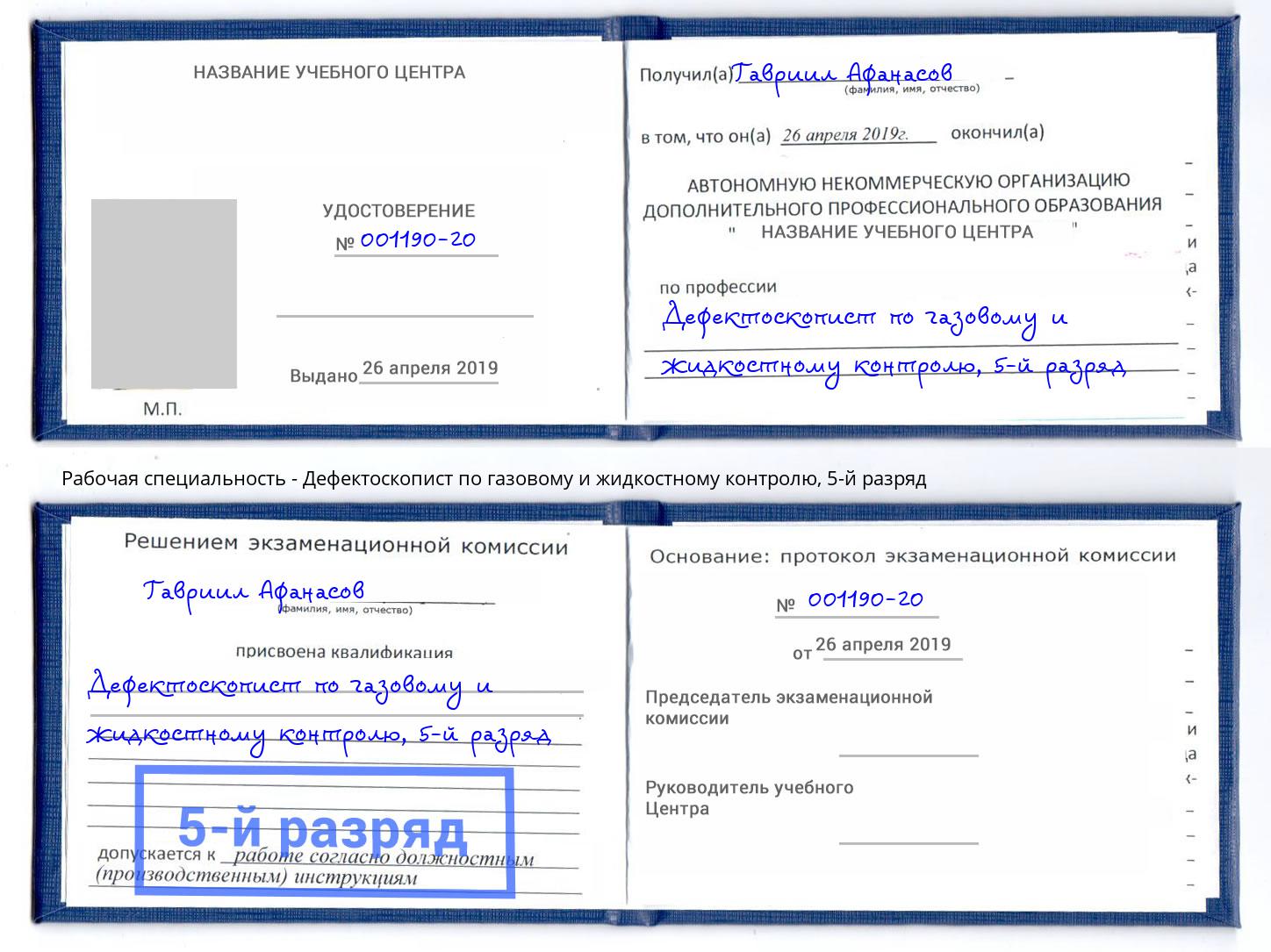 корочка 5-й разряд Дефектоскопист по газовому и жидкостному контролю Димитровград