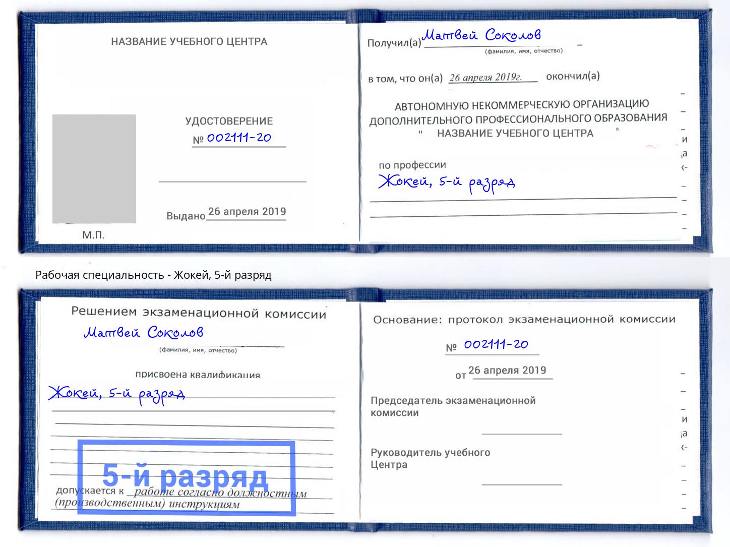 корочка 5-й разряд Жокей Димитровград